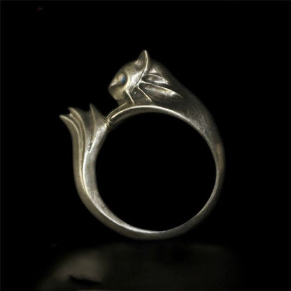 Dark Souls Silver Cat Ring Retro Fashionable Finger Ring, Perfect Gift for Friends and Classmates